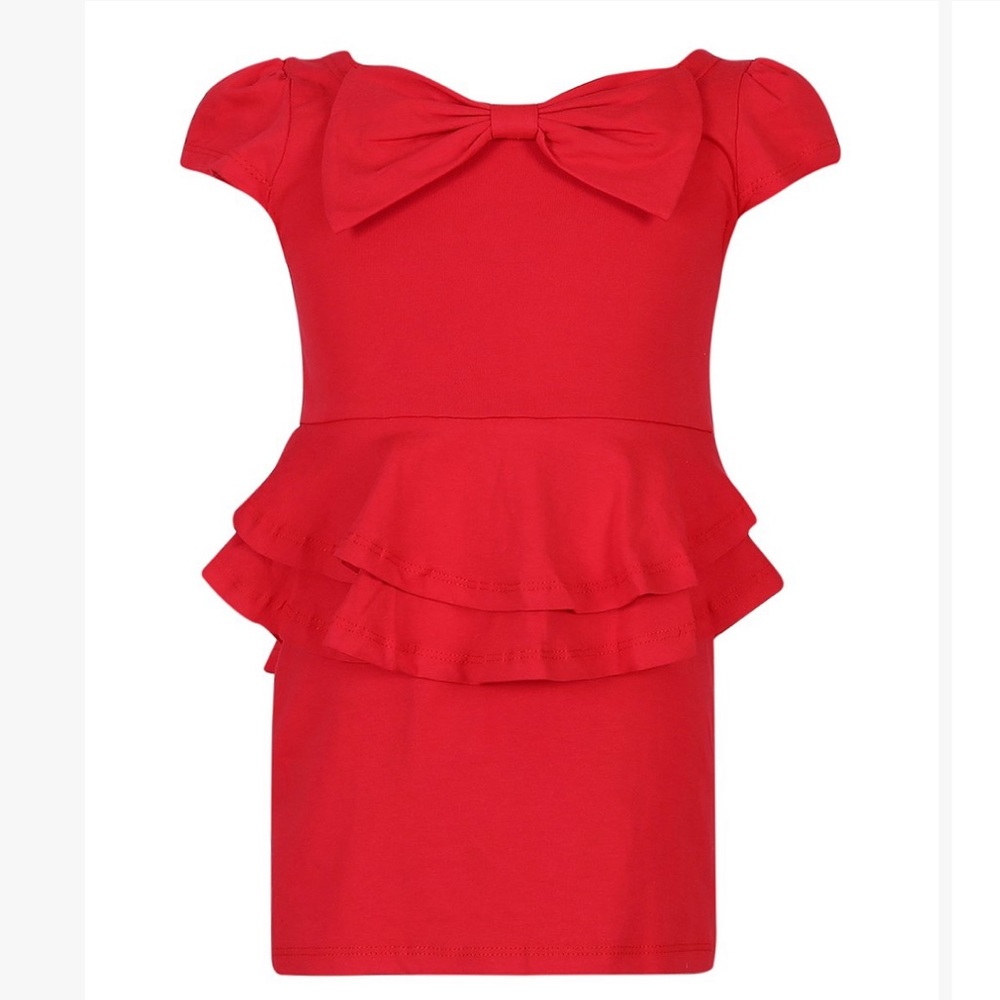 Richie House Toddler Peplum Bow Red dress